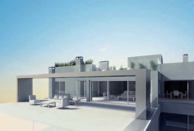 De moderne bouw in Isla Plana te koop