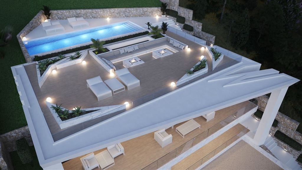 Luxe villa met uitzicht op de Middellandse Zee en een open uitzicht op Ibiza