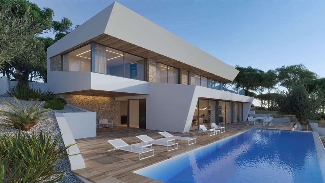Modern gebouwd villaplan te koop met een absoluut bovenaanzicht in Portinatx