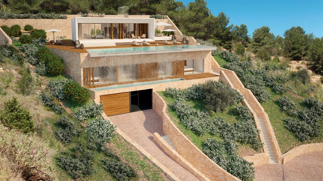 Nieuw gebouwde villa in Roca Llisa met zowel uitzicht op het platteland als op zee